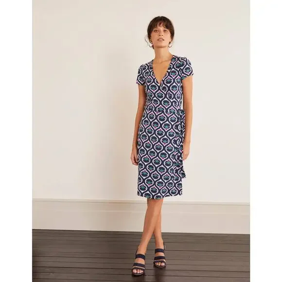 Boden | Dresses | Nwt Boden Jersey Knit Wrap Dress Womens Sze L Multicolor  Midi Tie Waist Vneck | Poshmark